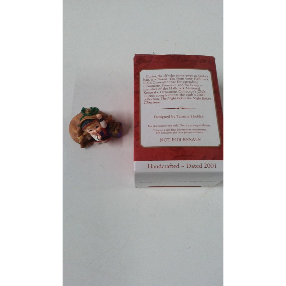 Hallmark Keepsake Ornament 2001 Curius the Elf Tammy‎ Haddix Handcrafted PR2318